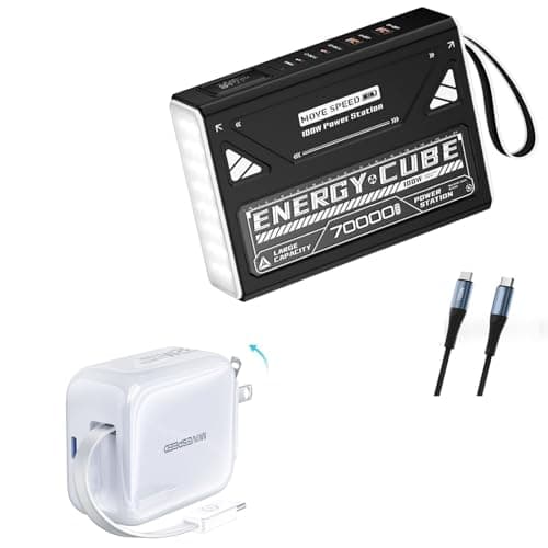 MOVE SPEED 2025 Upgrade Power Bank 70,000mAh 100W & 35W PD Fast Charger with Type C Retractable Cable