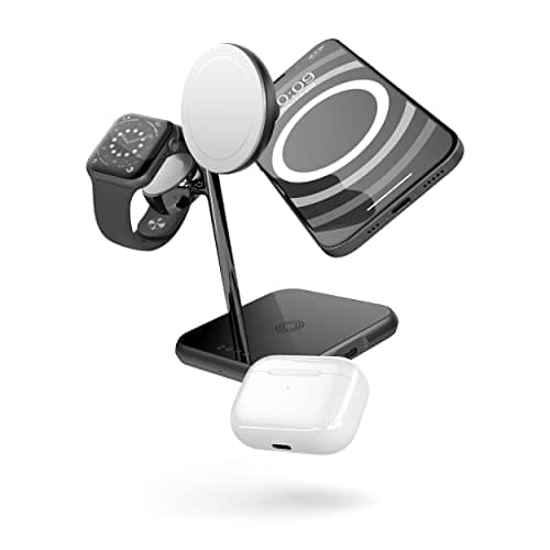 ZENS 4-in-1 MagSafe + Watch Wireless Charger, Qi and MFi Certified – Fast Charging for Apple iPhone 16/15/14/13/12 Series, AirPods, Apple Watch, and Qi-Enabled Devices. Power Adapter Included.