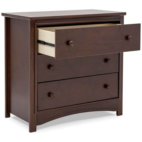 Delta Children Perry 3 Drawer Dresser with Changing Top and Interlocking Drawers, Walnut Espresso 13