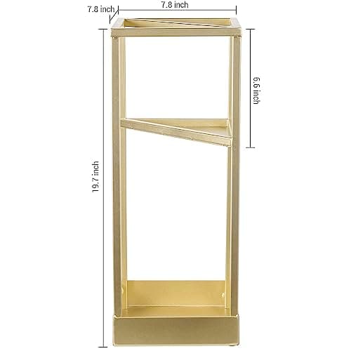 Umbrella Stand,Umbrella Holder for Entryway,20 Inch Tall Modern Brass Tone Metal Geometric Freestanding Entryway Umbrella Rack or Cane Holder with Shelf for Small Umbrellas and Bottom Drip Tray 5