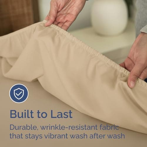 King Fitted Bed Sheet - Bottom Single Fitted Sheet Only - Ultra-Soft Hotel Luxury Bedding w/ 8-16 Inch Deep Pockets - Breathable, Cooling & Wrinkle Free - Easy-Care, Fade & Shrink Resistant - Cream 6