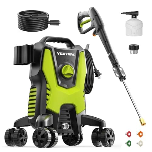 YERYORK Electric Pressure Washer, 4800 PSI 3.0 GPM Power Washer with 4 Lockable Wheels, Steel Wand, 4 Quick Connect Nozzles, 500ml Foam Cannon, High Pressure Washer for Decks/Driveways/Cars