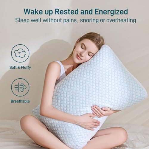 Shredded Memory Foam Cooling Soft Pillows Queen Size Set of 2, Adjustable Hypoallergenic Hotel Quality Pillow for Back, Stomach and Side Sleeper Sleeper, Bamboo Viscose Cover, Oeko-TEX Certified 6