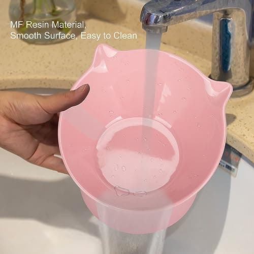 Detachable Elevated Cat Bowls, 15° Tilted Raised Cat Food Bowl Anti-Vomiting,Whisker Friendly, Adjustable Pet Dishes Extra Wide for Protecting Spine, Adult Kitten (Pink 5