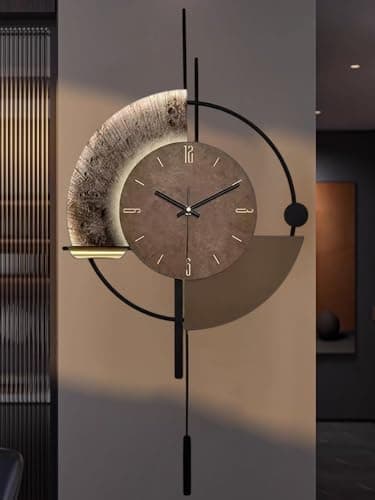 SIN&MI Wall Clock,Decorative Wall Clocks with Pendulum,Silent Quality Quartz Clock Battery Operated,Large Clock for Living Room,Kitchen,Home,Bathroom,Bedroom Wall Decor,16.5 * 31.5inch 7