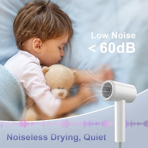 YAPOY Hair Dryer, 200 Million Ionic Blow Dryer, 110,000 RPM Fast Drying, Reduced Frizz, Intelligent Thermo-Control, Low Noise, Lightweight for Adult/Children/Dog, Home/Hotel/RV/Travel 6