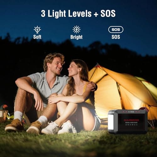Portable Power Station 300W MARBERO 237Wh Camping Solar Generator Backup Lithium Battery with Pure Sine Wave 110V AC Outlet, USB C, USB A, DC for Outdoors Camping CPAP Home Blackout Emergency 6