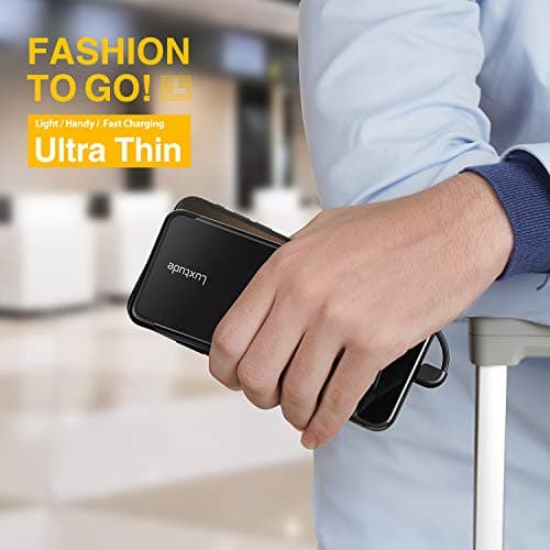 Luxtude Portable Charger iPhone Built in Lightning Cable (MFi Apple Certified), Ultra Slim Portable Phone Charger Thin Battery Pack, 5000mAh Power Bank for iPhone 14/13/12/11/10 etc. (Metal Black) 7