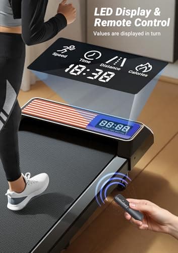LiyLou Walking Pad Treadmill, Portable Treadmills for Home, 2.5 HP Quiet Under Desk Treadmill with 5% Incline, 265/300 Lbs Capacity, 15" X 35.4" Running Walking Pad, Home Office Walking 6