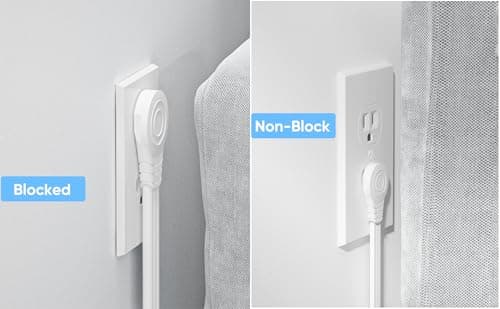 Power Strip Surge Protector, Olcorife Ultra Thin Flat Plug Extension Cord 5ft, 6 Outlets 3 USB Ports(1 USB C), 3 Sided Outlet Extender for Home Office Travel Dorm Room Essentials, White 7