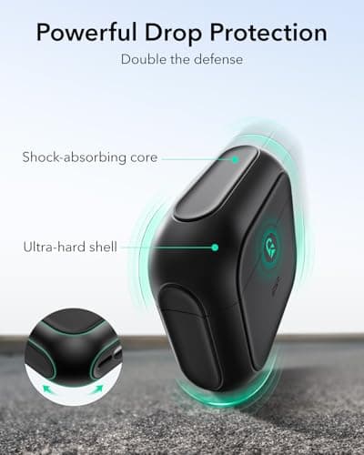 ESR for AirPods 4 Case, Compatible with AirPods 4th Generation Case (2024) (USB-C), Compatible with MagSafe, Drop Protection Cover with Lanyard, Magnetic Lid Lock, Orbit Hybrid Series, Black 6