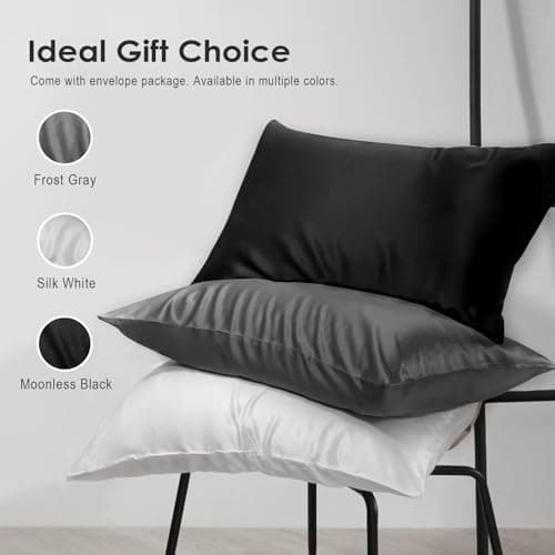 Cobnom Pure Mulberry Silk Pillowcases Set of 2, Queen Size with Zipper - Grade-6A 19 Momme, 600 Thread Count Soft Smooth Cooling, Hair and Skin Friendly (White, 20x30 Inch) 7