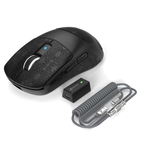 ATTACK SHARK R6PRO 39g Superlight Wireless Gaming Mouse,PixArt PAW3950MAX 42000 DPI,MCU Nodic 52840 Computer Mouse,8K Polling Rate Web Driver,BT/2.4Ghz/Wired Tri-Mode Mice with Coiled Cable-Black&Tape