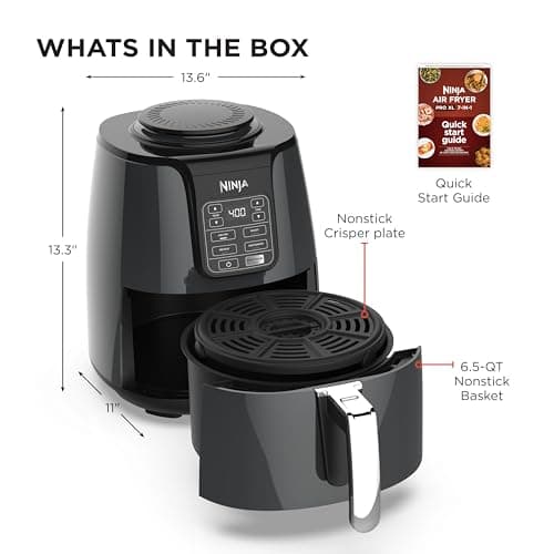 Ninja Air Fryer | 4 QT Capacity | 4-in-1 Roast, Crisp, Roast, Reheats, & Dehydrates | Dishwasher Safe Parts | 105°F-400°F | Includes 20 Easy & Healthy Recipes | 1550 watt | Grey | AF101 7