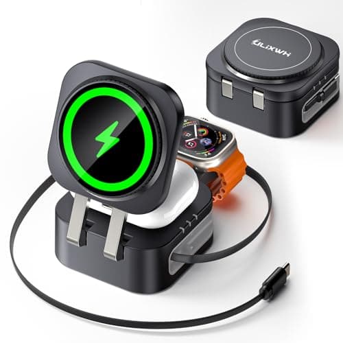 ULiXWH Retractable 3 in 1 Charging Station for Apple [Built in Cable] 22.5W Fast for Magsafe Wireless Charger, Travel Essentials, Magnetic Foldable Stand for iPhone 17 Air Pro Max 16 15 iWatch Airpods