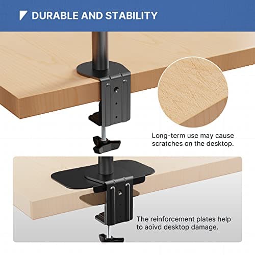 IMtKotW Monitor Mount Reinforcement Plate for Thin, Glass and Other Fragile Tabletop, Steel Bracket Plate Compatible with Most Monitor Stand C-Clamp Installation,Black 4