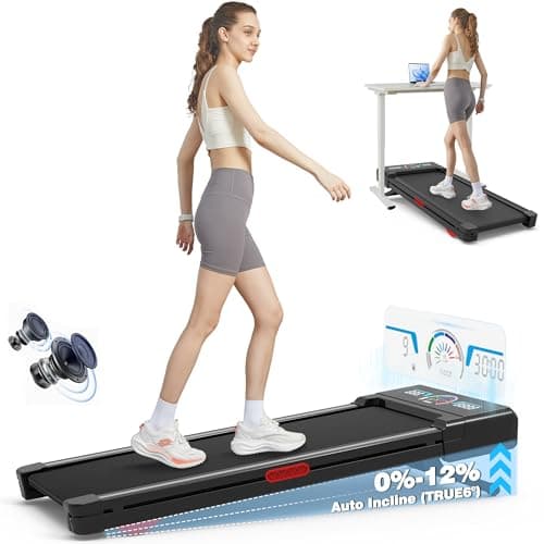 TRAILVIBER Walking Pad Treadmill with Incline, Under Desk Treadmill with Incline, Compact & Portable Treadmills for Home Small/Office, Grey