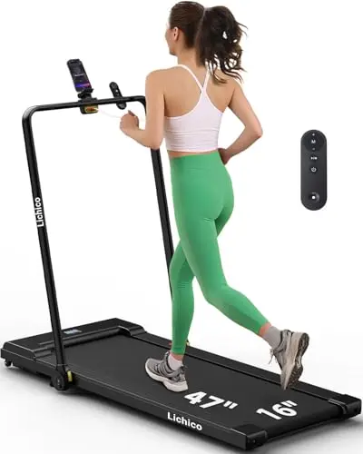 Lichico Walking Pad Treadmill with Handle Bar, 47"x16" Super Large Running Area, 8.7 MPH Compact Under Desk Treadmill for Home Office, 450lbs Walking Jogging Running Machine with Remote Control