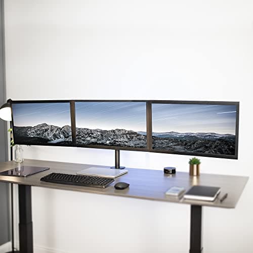 VIVO Triple Monitor Adjustable Desk Mount, Articulating Tri Stand, Holds 3 Screens up to 24 inches, Black, STAND-V003Y 8