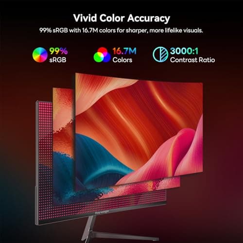 Raywego 24 inch Curved Monitor 100Hz 1ms, Computer Gaming Monitor FHD 1920×1080P,3000:1 Contrast Ratio, with FreeSync & Eye-Care Technology, HDMI×1,VGA×1 for Gaming Home Office,Wall Mount Install 3