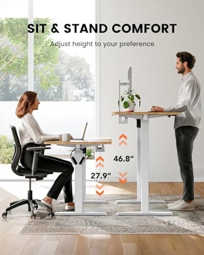 ErGear Whole Piece Standing Desk with Bamboo Desktop, Adjustable Stand Up Desk for Home Office, Electric Computer Desk Workstation with Cable Management Tray, 48x24 inch, Bamboo, EGESD64RB 8