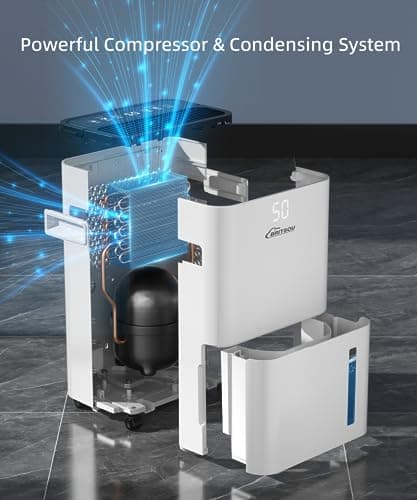 BRITSOU 34 Pint Dehumidifier for Basement with Drain Hose & 0.66 Gallon Water Tank, Manual & Auto Drainage, Smart Quiet Dehumidifiers for Home with Auto Shut off, 24HR Timer 8