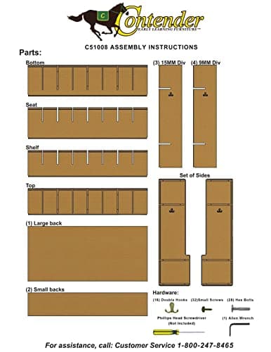 Contender 8 Section Coat Locker with Bench & Cubby Storage, Wooden Backpack Cubby Storage Organizer with Hooks for Daycare, Classroom and Home [Greenguard Gold Certified] 5