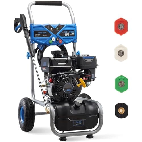 Hushlight Gas Pressure Washer, 3500 PSI 2.3 GPM Power Washer with 209CC Engine, 4 Quick-Connect Nozzles, 25FT Hose, 3L Soap Tank, High Pressure Washer for Car, Driveway, Fence, Patio, Home Cleaning