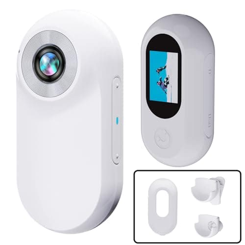 Mini Action Camera 1080P with 32GB Card Sports Camera Pocket Wearable Body Camera Helmet Camera vlogging Camera Multi-Function Accessory Mini Body Camera Pocket Camera (White)