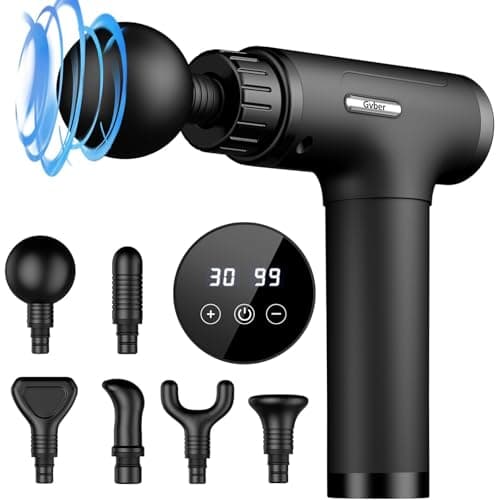 Massage Gun, Massage Gun Deep Tissue, Handheld Back Massager for Athletes, Percussion Muscle Massager with 6 Attachments & 30 Speed, Father's Day, Black