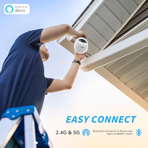 JWQPO Light Bulb Security Camera,2K Bulb Security Camera 5G/2.4GHz,Security Cameras Wireless Outdoor with Human Detection,Motion Detection,Color Night Vision Cameras for Home Security Easy to Install 2