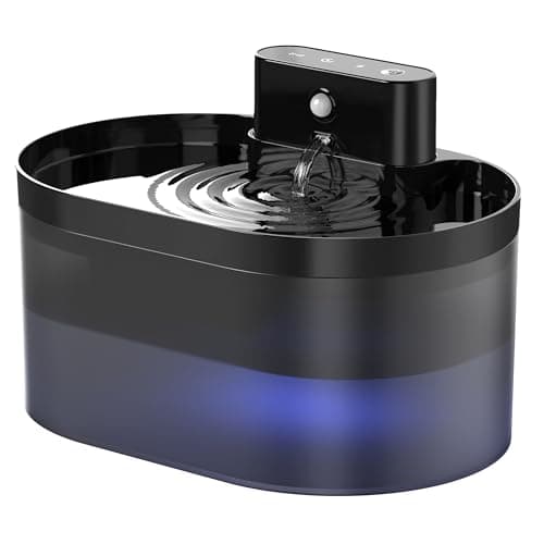 PEKTACO Wireless Cat Water Fountain: Pet Water Fountain Battery Operated, 74oz/2.2L Automatic Cat Water Dispenser，Rechargeable Drinking Fountain for Cats Indoor with Motion Sensor, Black