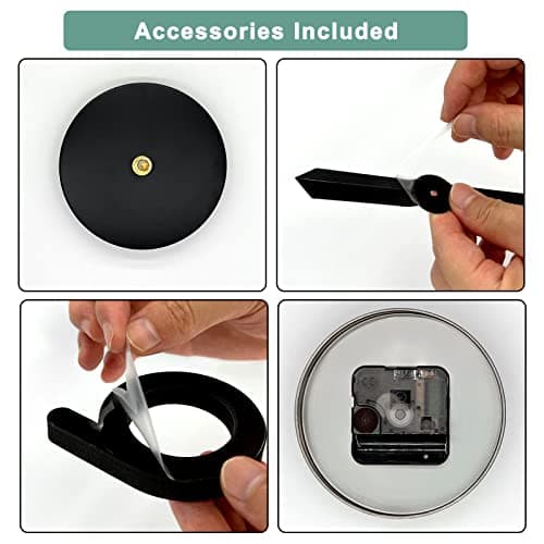 VREAONE Frameless DIY Wall Clock,Large Modern 3D Mirror Sticker kit for Home Living Room Bedroom Office Wall Decorations(Black) 6