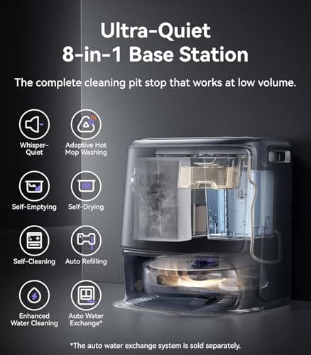 NARWAL Freo Z10 Ultra Robot Vacuum and Mop Combo, Dual RGB Cameras and Chips, AI Avoidance, 8N Corner to Edge Deep Cleaning, Dry-Wet Separation, 18000Pa, Hot Water Wash & Self-Emptying, Gray 6