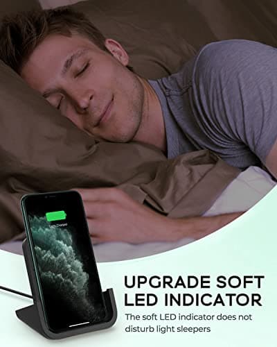 Wireless Charger YUWISS Wireless Charging Stand Cordless Charger 10/7.5/5W Compatible with iPhone 14 13 12/12 /11Pro Max/XR/XS Max/XS/X/8/8Plus Galaxy S22/S21/S9/S9+/S8/S8+ Note 7