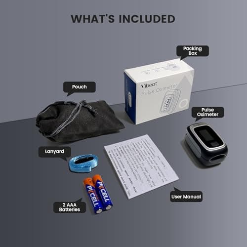 Bluetooth Fingertip Pulse Oximeter, Vibeat SPO2 Monitor with Vihealth APP, Portable Finger Oxygen Sensor with Pulse Rate, Batteries and Lanyard Included, Black 7