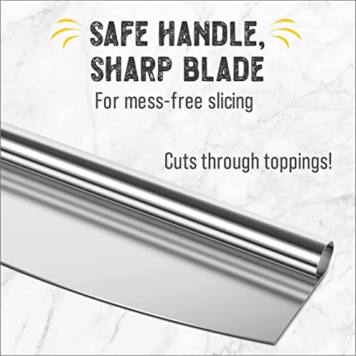 Checkered Chef Pizza Cutter Rocker Blade 14" - Sharp Stainless Steel Rocker Knife with Plastic Blade Sheath, Dishwasher Safe, Outdoor Pizza Oven Accessories 3
