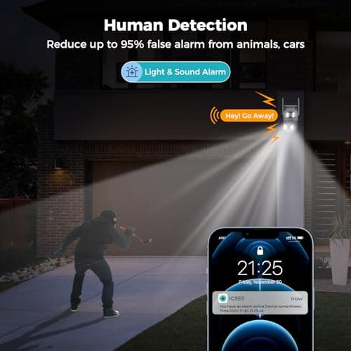 SOVMIKU 6MP PTZ Dual Lens Security Camera Outdoor, Wired Plug-in | Wireless 2.4G WiFi Camera, 360° View, Auto Tracking, Human Detection, Light Alarm, Color Night Vision, 24/7 Record,Two-Way Talk 4