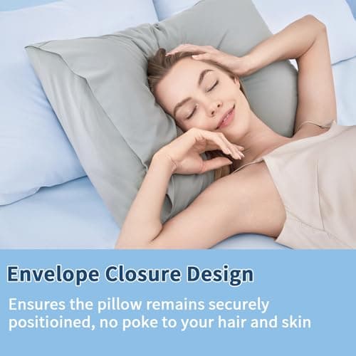 Luxury Cooling Pillowcases Queen Size 2 Pack, Q-Max>0.4 Cool Touch for Hot Sleepers&Night Sweats Beauty Sleep Anti-Frizz, Softer Than Silk Pillowcover Oeko-TEX Certified Grey 6