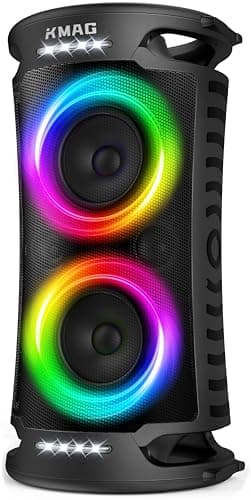 Large Party Bluetooth Speaker, 260W Peak Powerful Loud Sound with Deep Bass, 15Hr Playtime, Fast Charge, RGB Cool Light Show, TWS, Portable for Outdoor Beach, Camping, Backyard, Work, Home (Black)