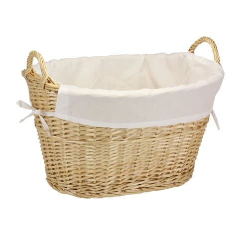 Household Essentials Wicker Laundry Basket with Handles, Handwoven Willow, Removable and Washable Liner, Great for Carrying Laundry or Storing Linens