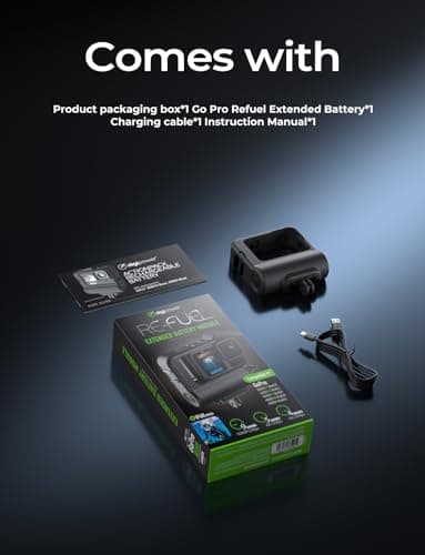 Re-Fuel 9Hr Extended Battery Module for GoPro Hero 13/12/11/10/9 IP68 Waterproof 33FT Dustproof Rechargeable Pass Through Power Bank Backup Housing Frame Case with Built-in Charging Battery for GoPro 8