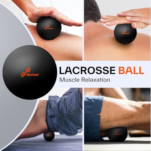 Sportneer 4 in 1 Foam Roller Set: Dual Textures Muscle Roller, Foot Roller, Stringed Lacrosse Ball, Foam Muscle Roller for Whole Body Release, Black 5