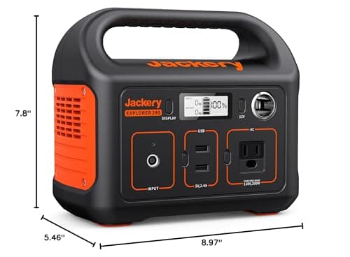 Jackery Portable Power Station Explorer 240, 240Wh Backup Lithium Battery, 110V/200W Pure Sine Wave AC Outlet, Solar Generator for Outdoors Camping Travelling and Emergencies. (Solar Panel Separate)