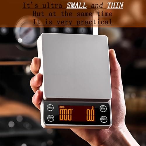 LUCKCENLY Espresso Scale with Timer 3kg/0.1g Accuracy Coffee Bean Scale Digital Portable Rechargeable Auto Tare Smart Water Flow White 5