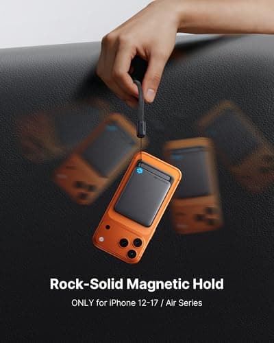 INIU for MagSafe Portable Charger, Ultra Slim 5000mAh Magnetic Power Bank, Qi2 Certified 15W Fast Charging, with USB C Cable & Stand, MagSafe Compatible Battery Pack, for iPhone 17 16 15 14 13 12 Only 5