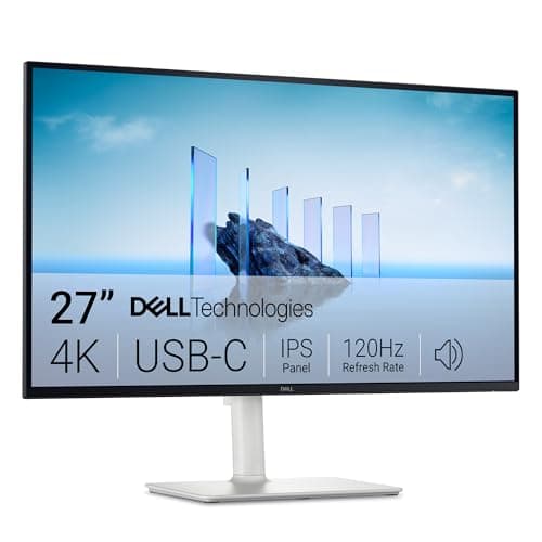 Dell 27 Plus 4K USB-C Monitor - S2725QC - 27-inch 4K (3840 x 2160) 120Hz 16:9 Display, AMD FreeSync Premium, sRGB 99%, Integrated Speakers, 1500:1 Contrast Ratio, Comfortview - Ash White