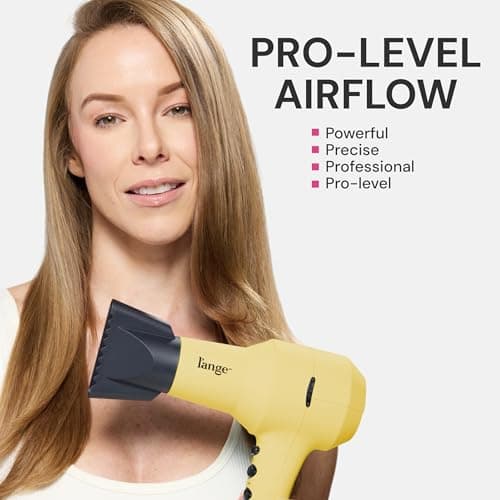 L'ANGE HAIR PowerStyle Turbo Ionic Hair Dryer | 1875 Watt Professional Blow Dryer with Diffuser & Concentrator | Multiple Heat & Speed Settings for Fast Drying | Salon-Grade Styling Tools, Yellow 3
