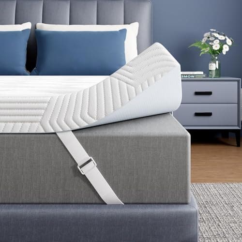 ELEMUSE 2 Inch Gel Memory Foam Mattress Topper Queen Size Pressure-Relieving Mattress Topper for Back Pain,Non-Slip Design with Removable & Washable Cover, CertiPUR-US
