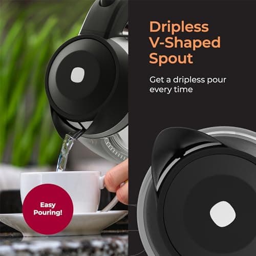 Mueller Living Electric Kettle, Electric Tea Kettle for Boiling Water, 1500W SpeedBoil with Automatic Shutoff, 1.8L Cordless with LED Light, Borosilicate Glass Tea Kettle Pot Water Heater, BPA Free 7